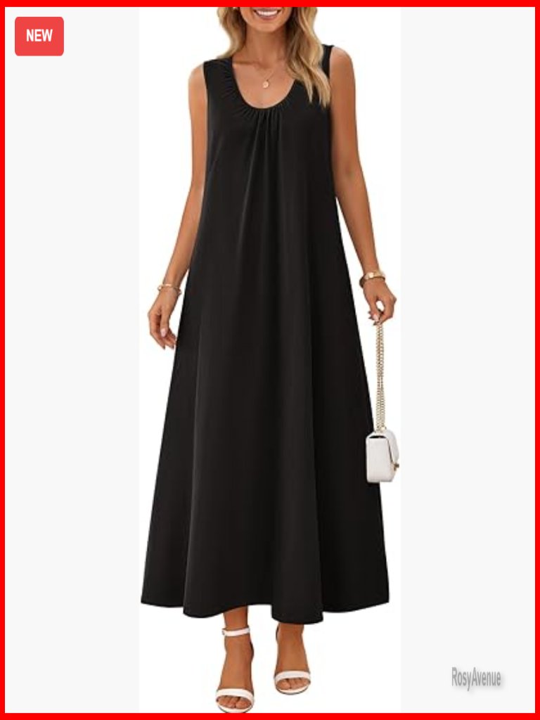 Sleeveless Maxi Dress Loose Fit Summer Boho Beach Vacation Sundress